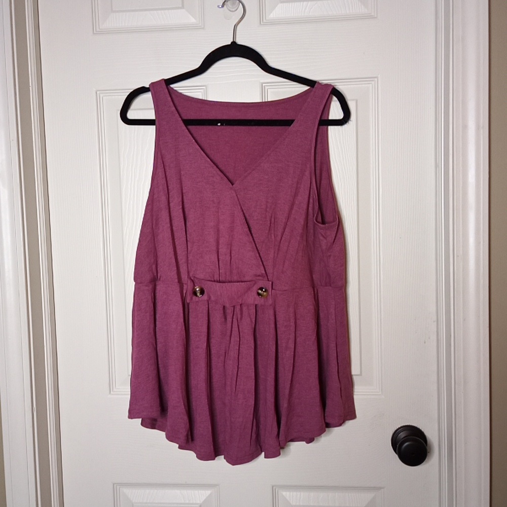 NEW Curve ONE Empire Waist Mauve/Maroon Sleeveless Top Sz. XL